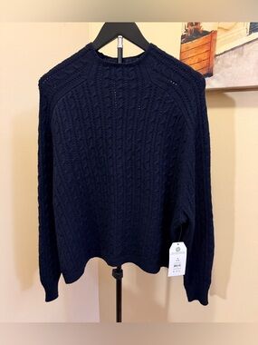 NWT Time And True Sz Small Women's Cable Knit Sweater - Navy